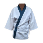 SEVEN UNIFORM happi coat white navy collar wholesale restaurant supply #BC1302-7LL