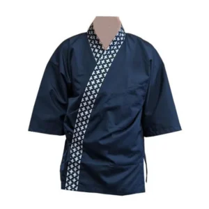 SEVEN UNIFORM black happi coat houndstooth collar wholesale restaurant supply #BC1340-1M