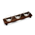 Aderia sake flight glass set wood base wholesale restaurant supply #G8005