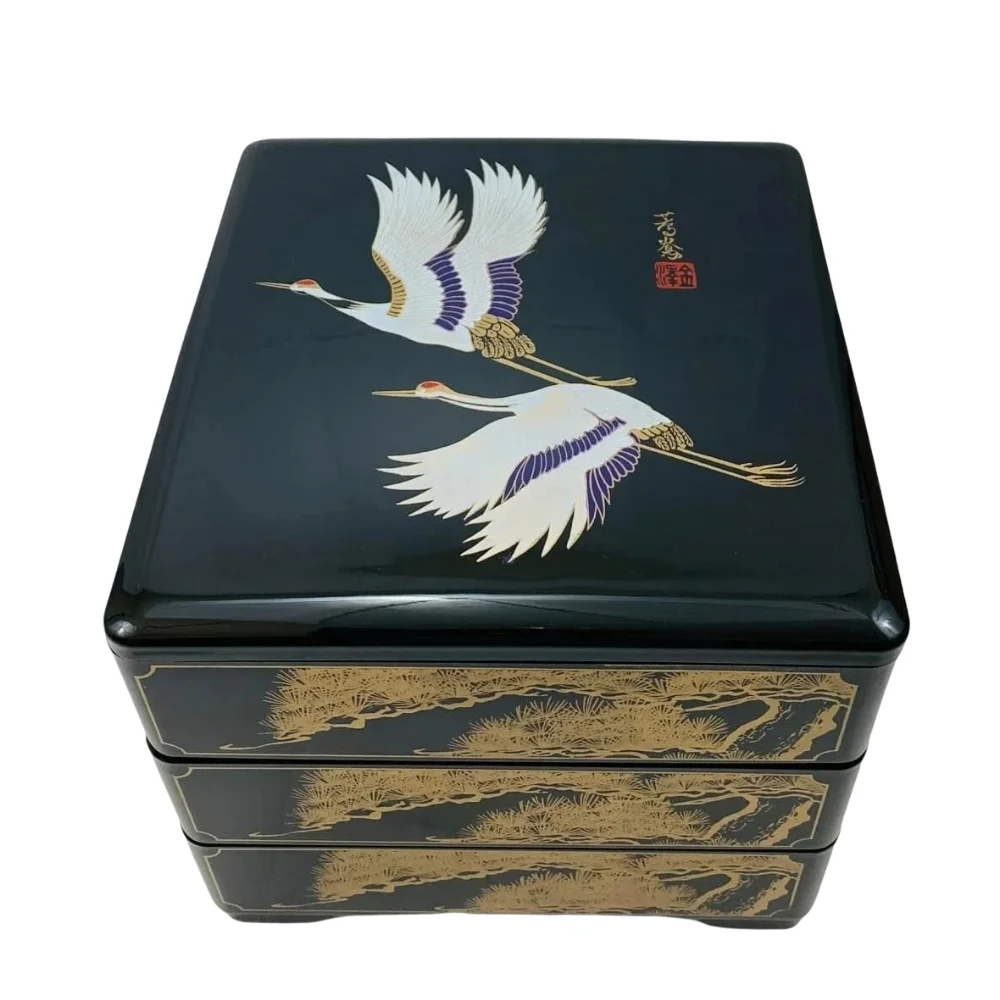 Jubako box 3 tier stacking crane pine design wholesale restaurant supply #L1000