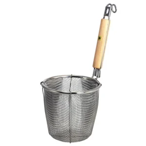 Flat bottom udon noodle strainer basket wood handle wholesale restaurant supply #K7078