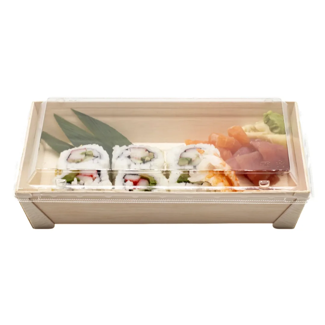 rectangular wooden sushi takeout container wholesale restaurant supply