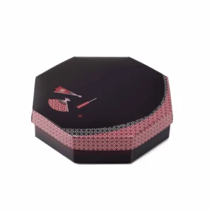 Oribe Hakkaku octagonal paper bento box sensu fan design wholesale restaurant supply #ORIBE-191C