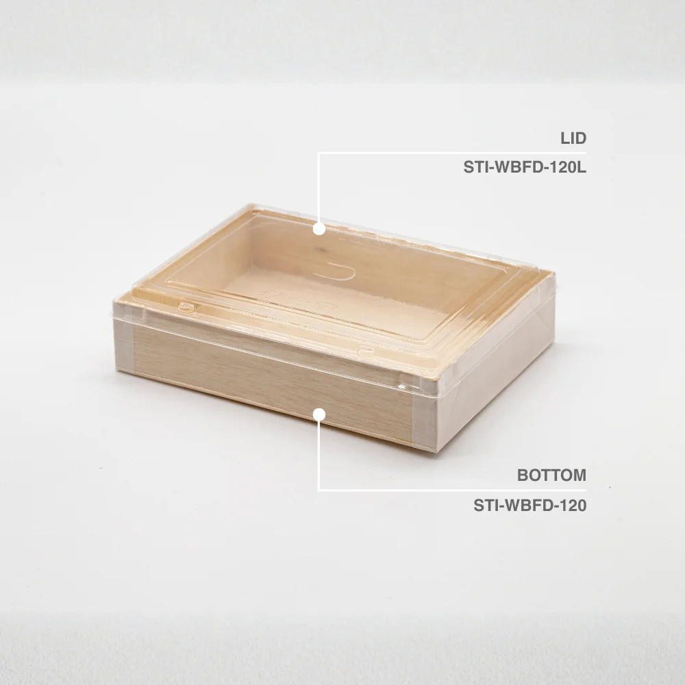Foldable Wooden Container Takeout Togo Box #STI-WBFD-120 #STI-WBFD-120L - Image 2