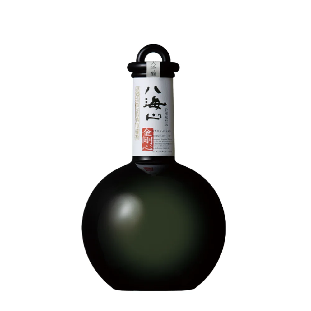 Hakkaisan Kongoshin Junmai Daiginjo round black sake bottle wholesale restaurant supply #14862-1