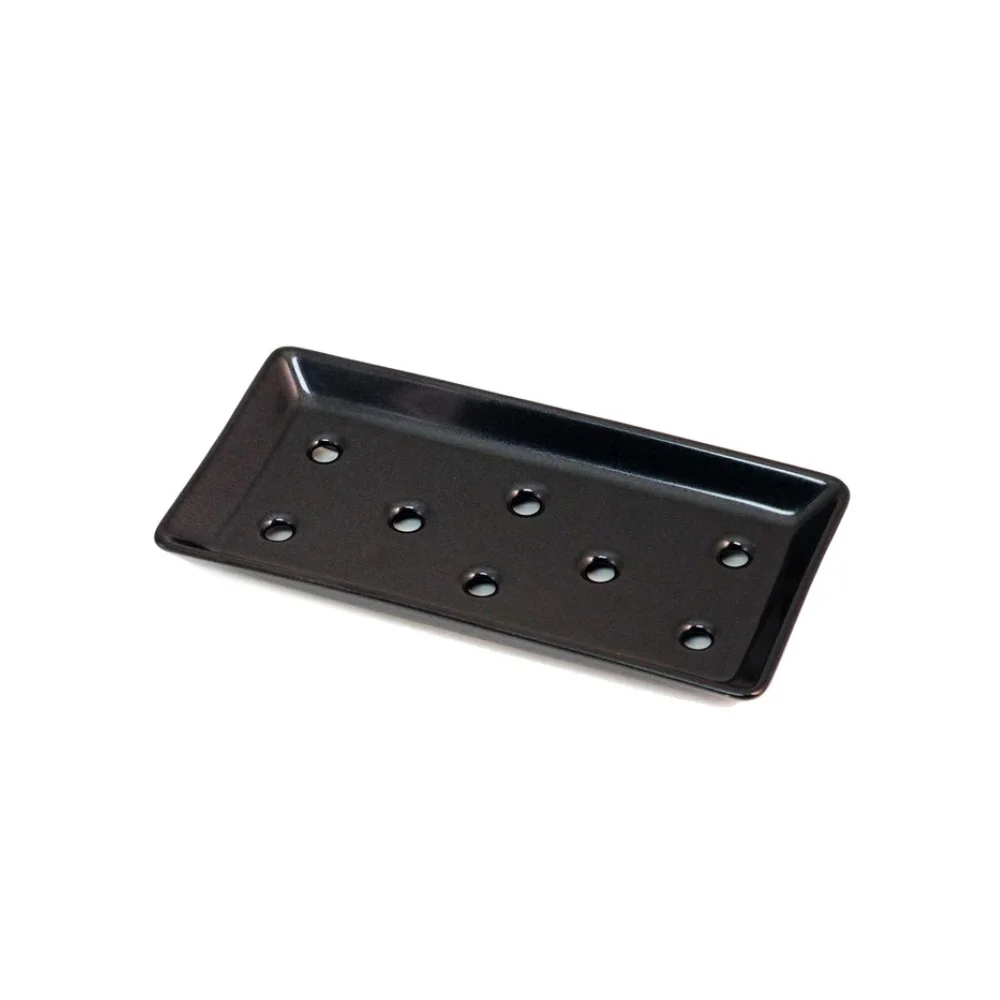 Black ceramic sushi neta plate perforated sashimi tray wholesale restaurant supply #C9A144