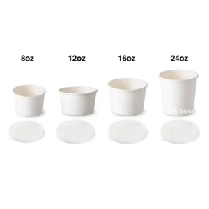 Compostable white paper soup cup with PLA lining, disposable restaurant supply #FOR-8WHS #FOR-12WHS #FOR-16WHS #FOR-24WHS