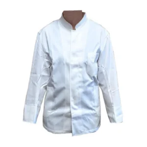 White chef coat mandarin collar snap front wholesale restaurant supply #BAI906L