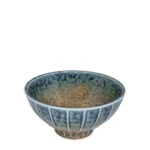 Japanese porcelain rice soup bowl blue brown rustic glazed dinnerware wholesale restaurant supply #NAT‑C1992