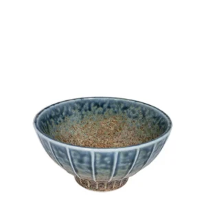 Japanese porcelain rice soup bowl blue brown rustic glazed dinnerware wholesale restaurant supply #NAT‑C1992