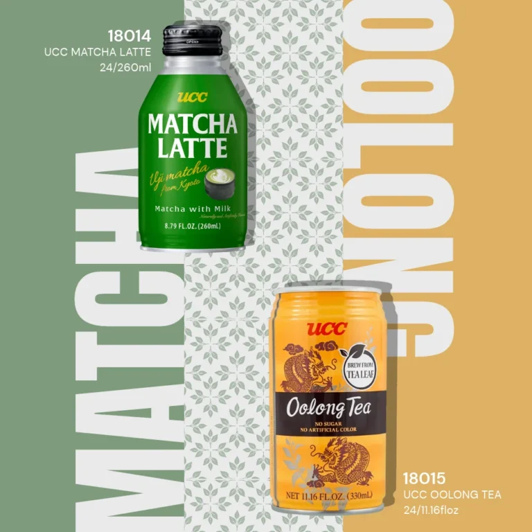 UCC Matcha Latte bottle and UCC Oolong Tea can, 10% off for registered N.A. Sales customers while supplies last